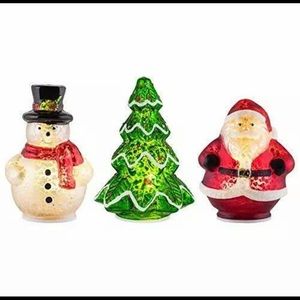 NEW! Mr. Christmas LED Mercury Glass Santa Tree Snowman Only 4 sets left!